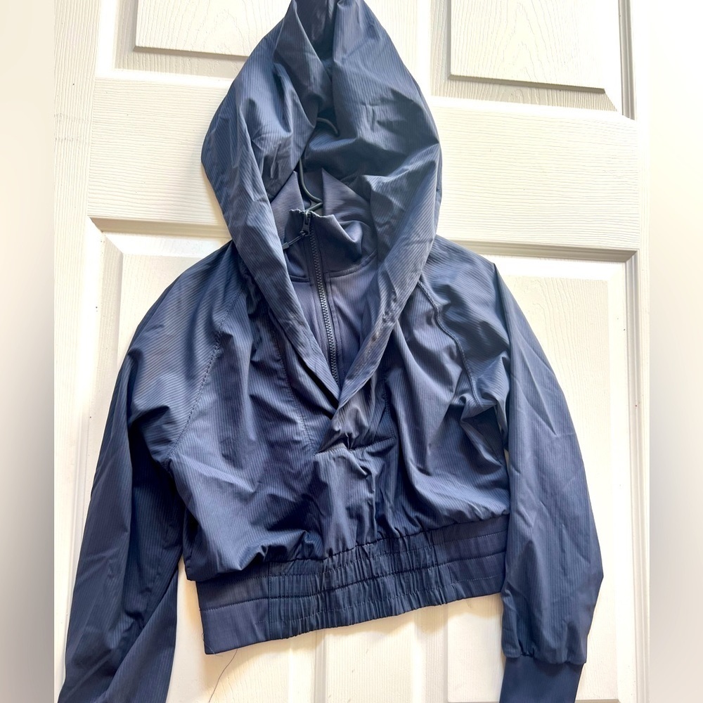 Mono B Boutique Cropped Hoddie Jacket. Trendy Ash Blue Hoodie